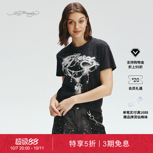 EdHardy女士黑色短袖T恤