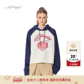 短款 卫衣 女士插肩袖 拼色女士套头衫 hardy埃德哈迪春季 流行新款