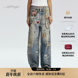 女士牛仔宽松阔腿长裤 新款 E1RCW382 Hardy埃德哈迪2025秋季