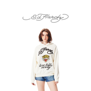 宽松落肩连帽烫珍珠女士套头衫 新款 卫衣 Hardy埃德哈迪秋季