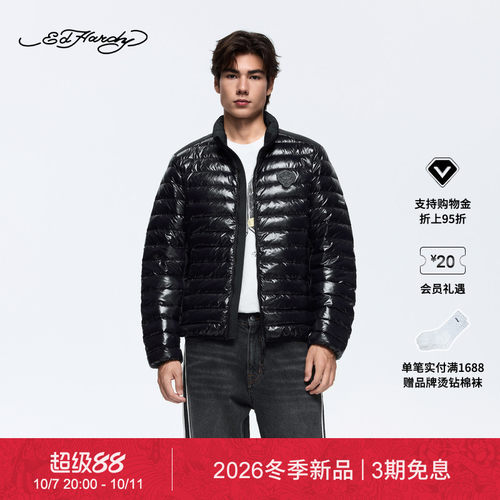 【冬季新品】Ed Hardy埃德哈迪2026冬季新款男士长袖排骨羽绒服