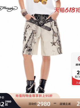 Ed Hardy埃德哈迪2026夏季新款女士耐磨透气宽松牛仔短裤E1SBW234