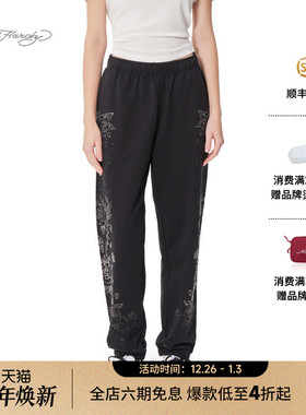 Ed Hardy埃德哈迪2025春季新款烫钻直身休闲女士长裤百搭运动裤