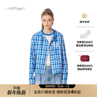 连帽女士衬衫 仿蕾丝绣宽松短版 新款 Hardy埃德哈迪2025春季