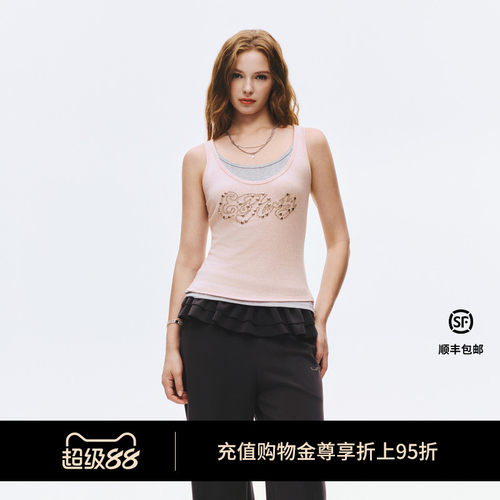 Ed Hardy埃德哈迪2026秋季新款女士糖珠假两件圆领背心E1SCW247
