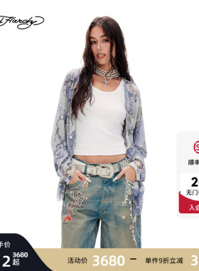 Ed Hardy埃德哈迪2026夏季新款女士数码印亲肤宽松针织衫E1SBW231