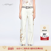 女士烫钻手工钉珠直筒牛仔长裤 Hardy埃德哈迪夏季 新款