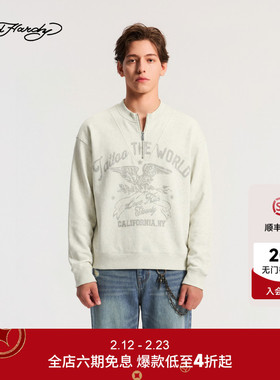 Ed Hardy埃德哈迪2026春季新款男士假两件合身圆领套头衫E1SAM064