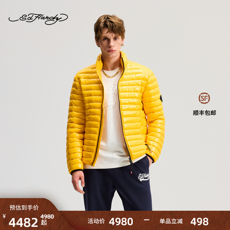 Ed Hardy埃德哈迪2025冬季新款男士轻薄微落肩羽绒服E1RDM003