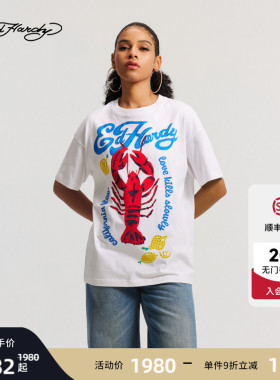 Ed Hardy埃德哈迪2026春季新款女士烫钻宽松圆领短袖T恤E1SAW266
