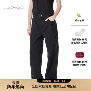 米珠珠片钻绣花标宽松女士牛仔长裤 新款 Hardy埃德哈迪2025春季