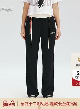 Ed Hardy埃德哈迪秋季流行新款女士针织黑色直筒百搭长裤