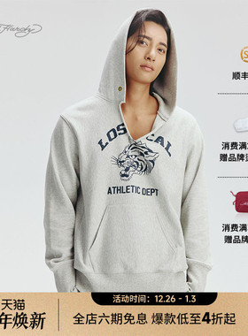 Ed Hardy埃德哈迪2025秋季新款灰色针织宽松落肩男士连帽套头衫