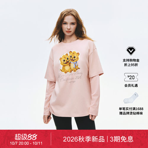 【秋季新品】Ed Hardy埃德哈迪女士假两件宽松长袖T恤E1SCW233