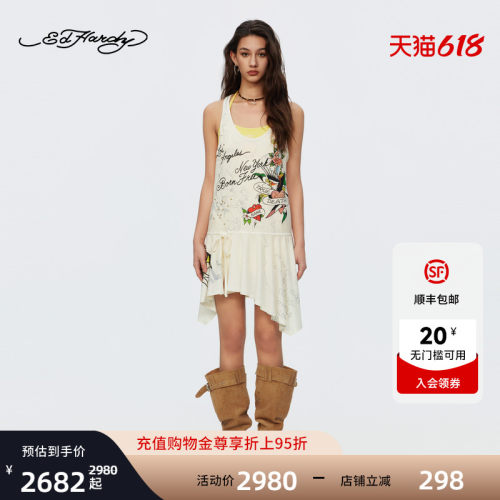 Ed Hardy埃德哈迪2026夏季新款女士工字背心不对称连衣裙E1SBW272