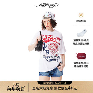 休闲虎头印花logo短袖 美式 新款 T恤 Hardy埃德哈迪秋季