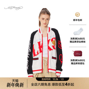 棒球领拉链开衫 女士针织衫 新款 毛衣外套 Hardy埃德哈迪2025春季