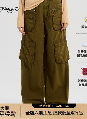 Ed Hardy埃德哈迪2025冬季新款女士多口袋宽松工装长裤E1RDW370