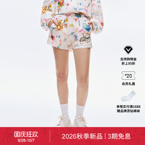 【秋季新品】Ed Hardy埃德哈迪女士数码印烫钻短裤E1SCW295