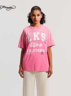 Ed Hardy埃德哈迪2026春季新款女士水洗烫钻短袖T恤E1SAW293