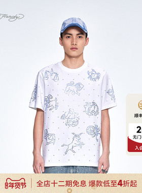Ed Hardy埃德哈迪2025夏季新款满身烫钻星座男士白色黑色短袖T恤