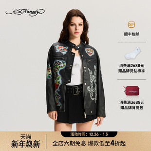 机车夹克衫 女士设计师款 新款 E1RDW383 Hardy埃德哈迪2025冬季