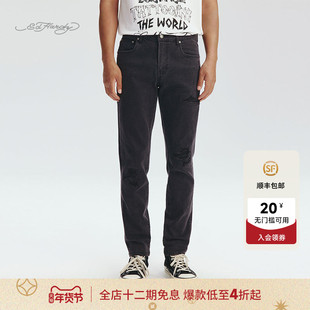 Ed Hardy埃德哈迪秋季流行新款男士修身梭织绣花牛仔长裤