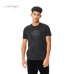 短袖 雾面厚板硅胶烫钻男士 流行新款 T恤 Hardy埃德哈迪春季