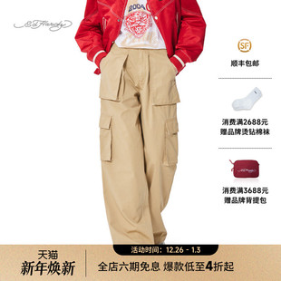 女士宽松直筒裤 新款 美式 复古百搭工装 裤 hardy埃德哈迪2025春季