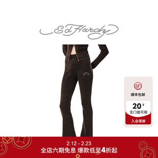 Ed Hardy埃德哈迪冬季新款女士紧身微喇裤针织长裤