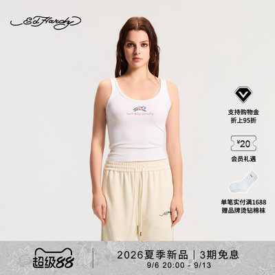 【夏季新品】Ed Hardy埃德哈迪女士紧身烫钻圆领吊带背心E1SAW286