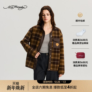 女士羊羔毛保暖宽松夹克衫 新款 E1RDW423 Hardy埃德哈迪2025冬季