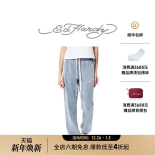 拔印炒雪花烫钻抽绳宽松女士长裤 新款 Hardy埃德哈迪冬季