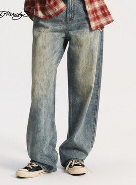 Ed Hardy埃德哈迪2026春季新款女士装腰直筒烫钻牛仔长裤E1SAW241