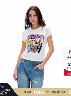Ed Hardy埃德哈迪2026夏季新款女士美式休闲宽松短袖T恤E1SBW241