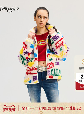 Ed Hardy埃德哈迪2025冬季新款女士撞色宽松落肩夹克衫E1RDW355