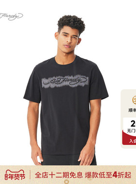 Ed Hardy埃德哈迪春季流行黑色白色新款烫钻绣花男士短袖T恤