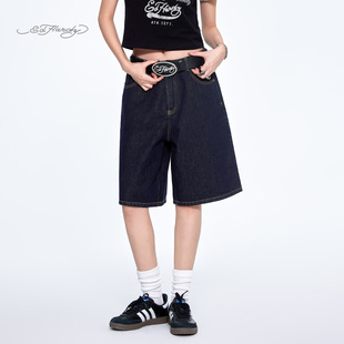 手绘宽松牛仔短裤 女士百慕大短裤 流行新款 Hardy埃德哈迪夏季