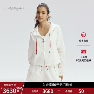新款 女士藍(lán)色白色寬松梭織沖孔夾克衫 Hardy埃德哈迪2025秋季