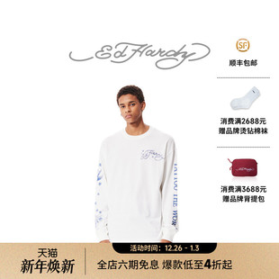 美式 新款 复古烫钻时尚 潮牌男士 T恤 长袖 Hardy埃德哈迪秋季