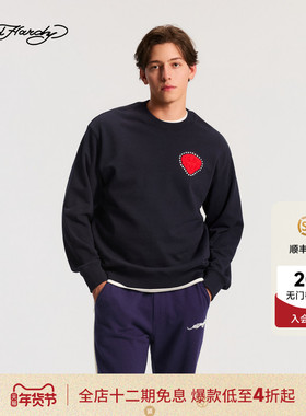 Ed Hardy埃德哈迪冬季流行新款男士毛巾绣花标合身套头衫ERDM