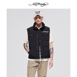 Ed Hardy 2023春季新款经典LOGO绣花男士背心羽绒马甲E1PAM220
