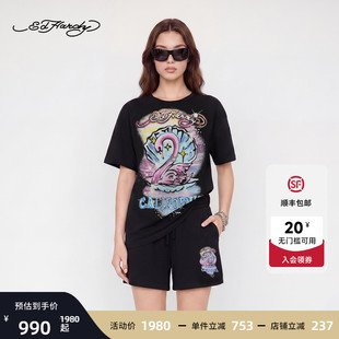 Ed Hardy埃德哈迪2026夏季新款女士黑白两色烫钻短袖T恤E1STW222