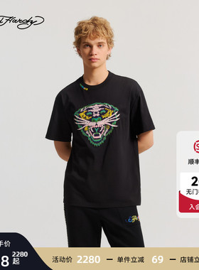 Ed Hardy埃德哈迪2026春季新款男士手绣宽松落肩短袖T恤E1SAM006