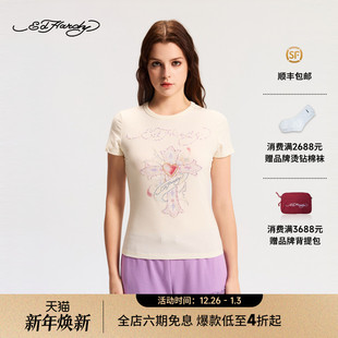 女士收腰圆领短袖 新款 T恤E1SAW220 Hardy埃德哈迪2026春季