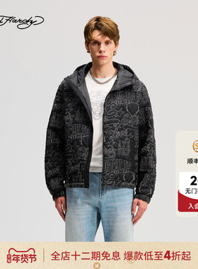 Ed Hardy埃德哈迪冬季流行新款男士合体微落肩棉服ERDM