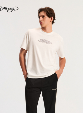 Ed Hardy埃德哈迪2026春季新款男士合体正肩烫钻短袖T恤E1SAM045