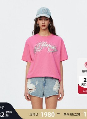 Ed Hardy埃德哈迪2026夏季新款女士宽松圆领烫钻短袖T恤E1SBW281