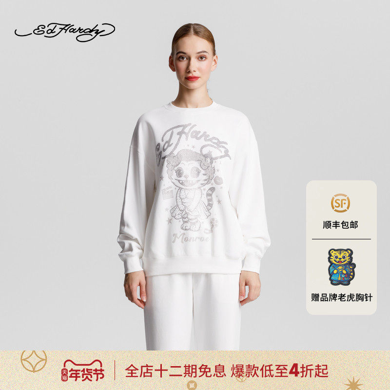 Ed Hardy埃德哈迪冬季致敬性感女神梦露烫钻套头衫,女装/女士精品,卫衣/绒衫,淘宝优惠券,粉丝福利购,淘宝优惠卷