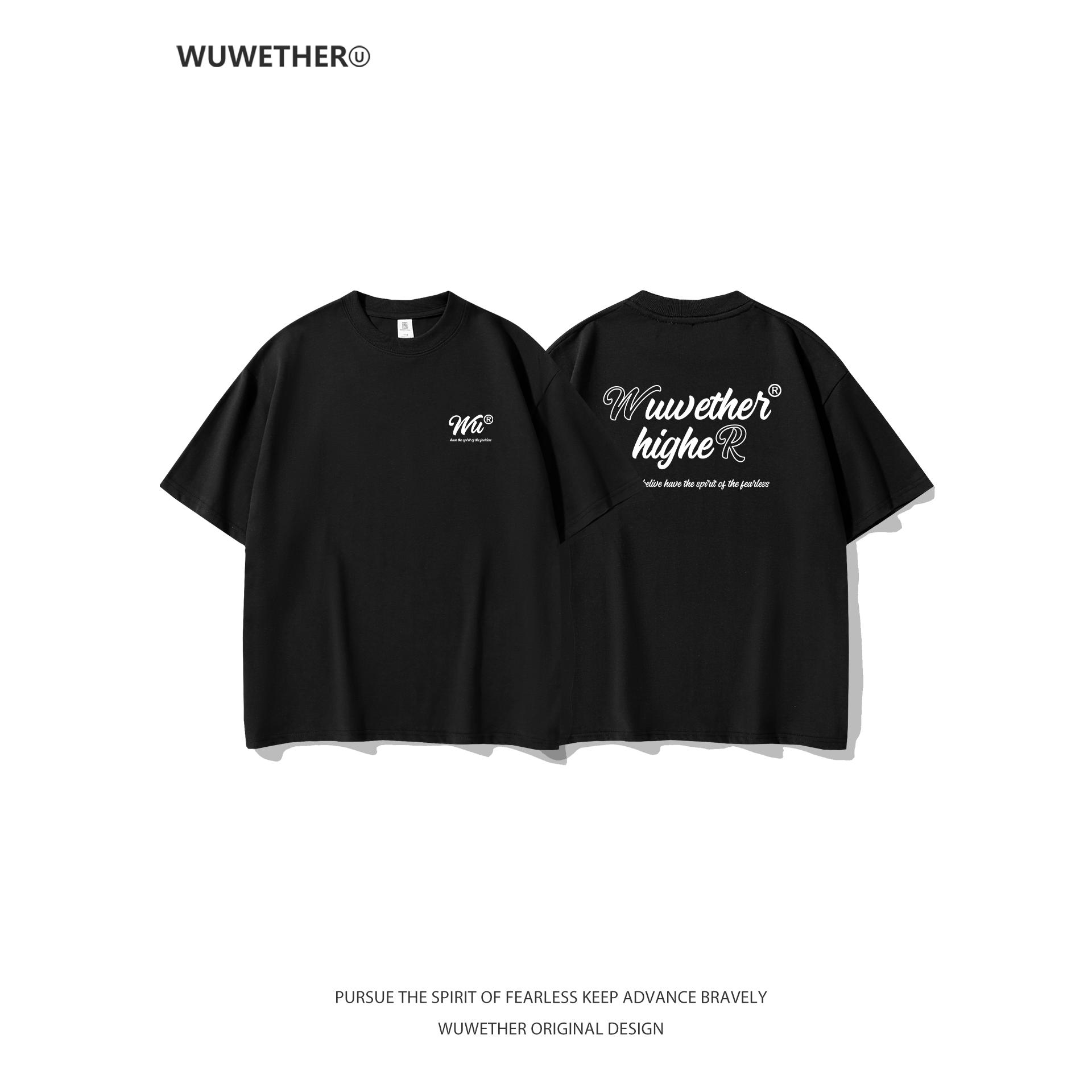 WUWETHER夏季新款黑色字母印花短